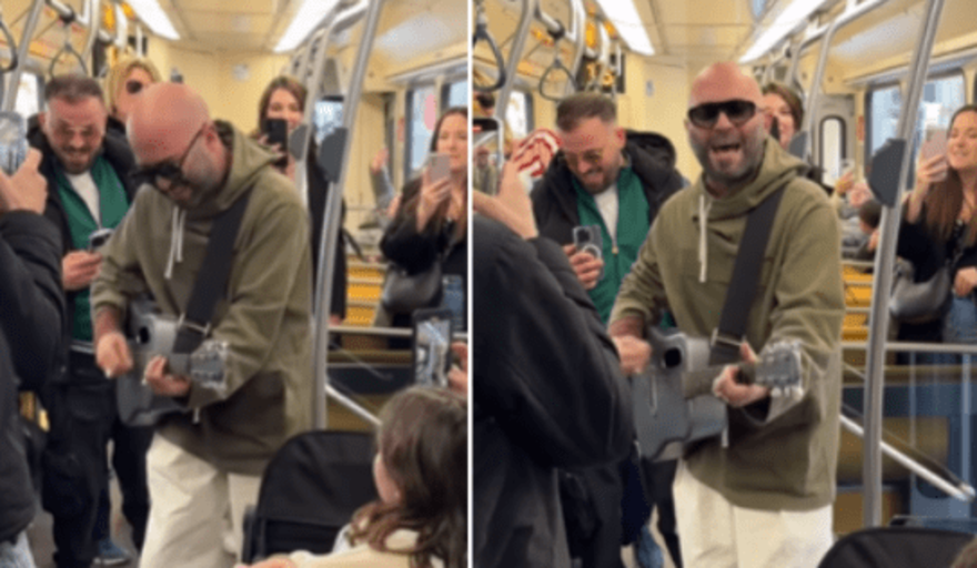Giuliano Sangiorgi, live sul tram a Milano